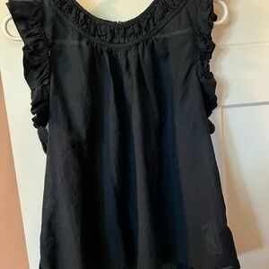 J. Crew Black Ruffle Sleeve Blouse